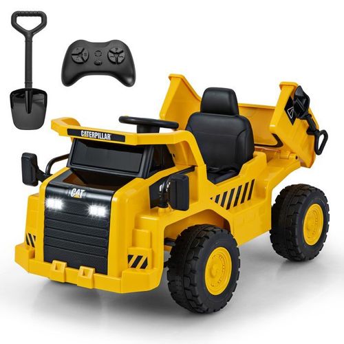 Costway Caterpillar 12v Voiture Électrique Pour Enfants, Avec Remorque, Télécommande 2,4g, Led, Musique, Klaxon, Usb Et Bluetooth