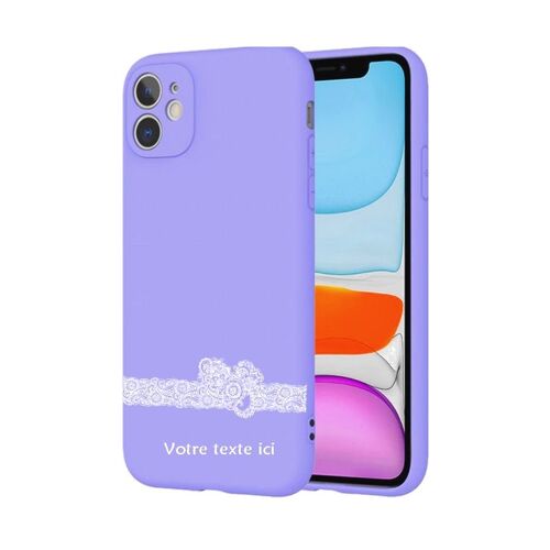 Coque mauve Iphone 7 8 SE 2020 dentelle personnalisee