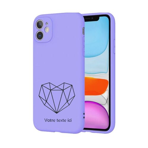 Coque mauve Iphone 7 8 SE 2020 coeur noir personnalisee