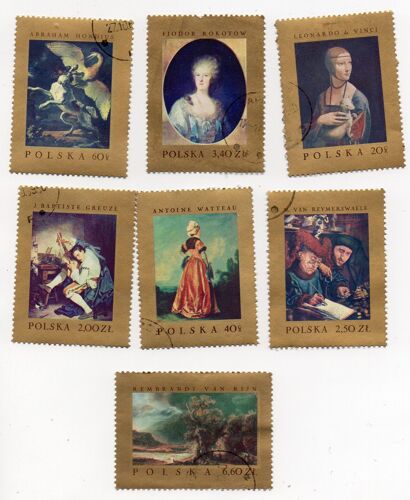 Pologne- Lot De 7 Timbres Oblitérés -Tableaux