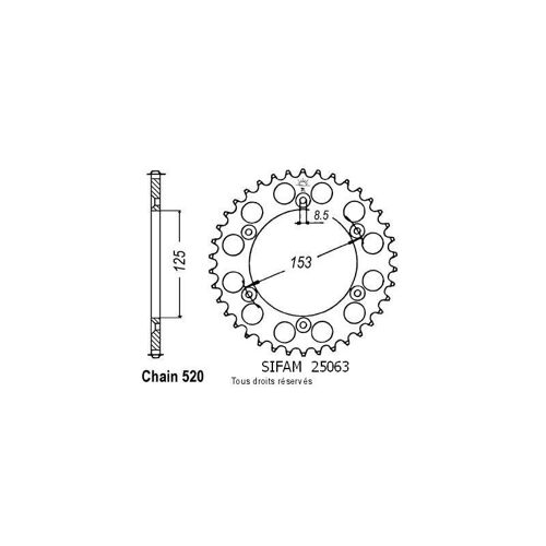 Sifam - Couronne 52 Dents Compatible Honda 125/250/500 Cr Pas520/Z52