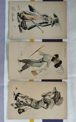La Mode - Les Desentravées - 3 Anciennes Cartes Postales Différentes De Femmes Et De La Mode - Non Écrites, Non Affranchies Mais Qui Ont Été Collées Dans Un Cahier