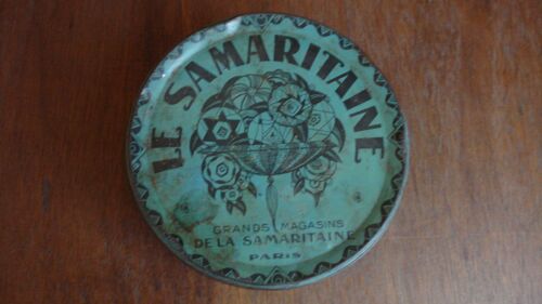 Ancienne Boite Metal Tole Art Deco "Le Samaritaine",Balai Des Grands Magasins De La Samaritaine,Ca 1910.