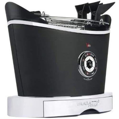 Bugatti, Volo, Grille-Pain Électrique, 4 Fonctions, 6 Niveaux De Grillage, Design Innovant, Corps En Acier Inoxydable, Puissance 930 W (Noir)