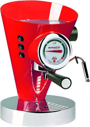 Bugatti, Diva, Machine À Café Expresso Et Cappuccino, Pour Café Moulu Et Dosettes, 15 Bar, 950 W, Capacité 0,8 Litre, Design Élégant, Couleur Rouge