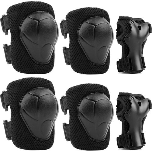 Genouillères Pour Enfants Genouillères Et Coudières Ensemble D'équipement De Protection Pour Enfants Filles Garçons 2-7ans(Noir)