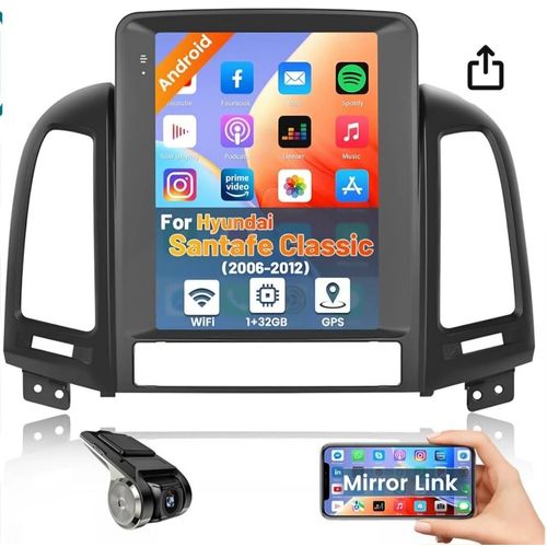 Hikity Android Autoradio pour Hyundai Santafe 2006-2012 Stereo Auto Bluetooth avec GPS 9,7" Écran Tactile USB Dashcam Lien Miroir WiFi Radio FM/RDS SWC EQ Poste Radio Voiture pour Hyundai