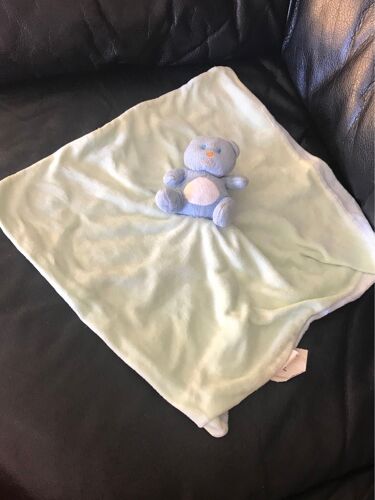Doudou Ours Bleu Plat Carré Vert Bleu P'tit Dodo Candide