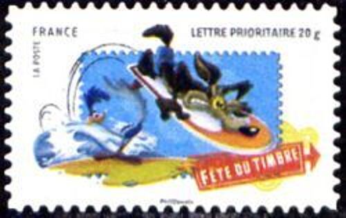 Timbre France Autoadhésif Oblitéré De 2009 Looney Coyote Et Bip Bip Y&t 268