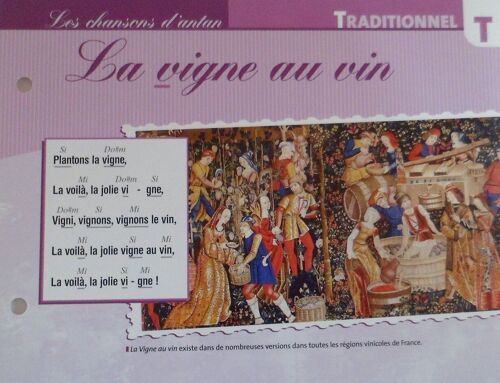 Fiche Chanson La Vigne Au Vin Traditionnel
