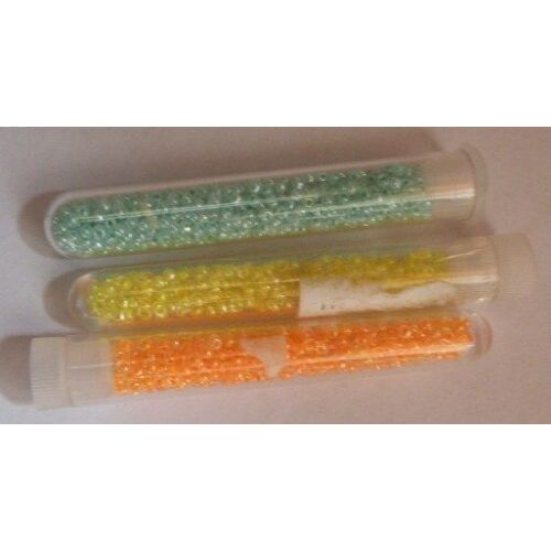 Lot 3 Tubes Perles De Rocaille Vert Orange Jaune