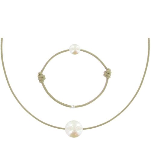 Les Poulettes Bijoux - Set Collier Et Bracelet Lien La Perle Blanche Des Poulettes - Classics