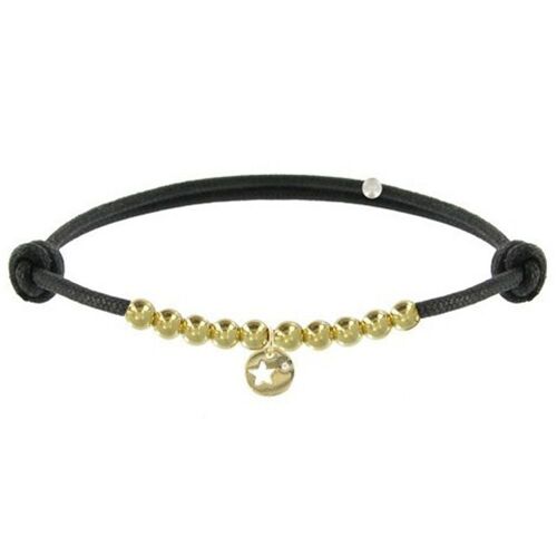 Les Poulettes Bijoux - Bracelet Lien Médaille Etoile Et Perles Plaquées Or - Classics
