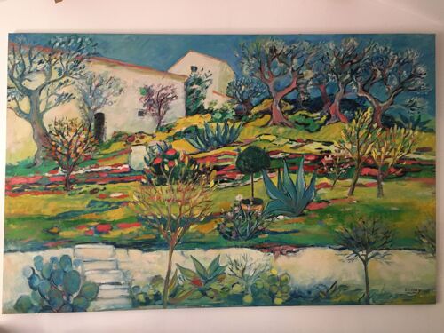 Robert Savary - Peinture Originale - Huile Sur Toile Représentant Un Paysage Provençal