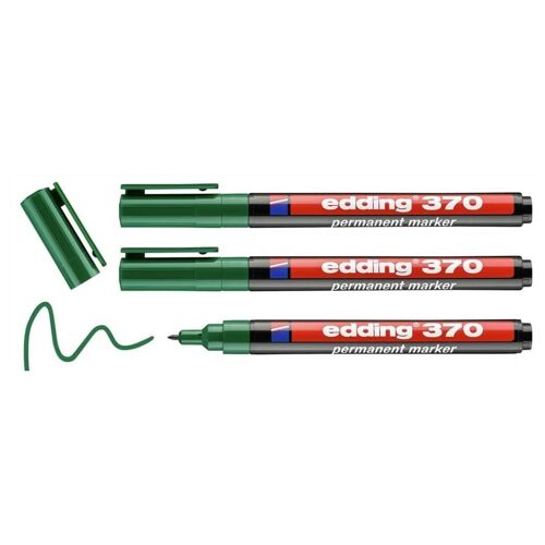 Edding Lot De 3 Marqueurs Permanent 370 Pointe Fine Vert 1 Mm