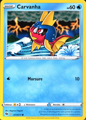 Carte Pokémon 011/073 Carvanha ? Eb3.5 La Voie Du Maître Neuf Fr