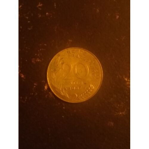 Pièce De 20 Centimes De Francs.  Patine En L'état , Non Nettoyé. 1987 .
