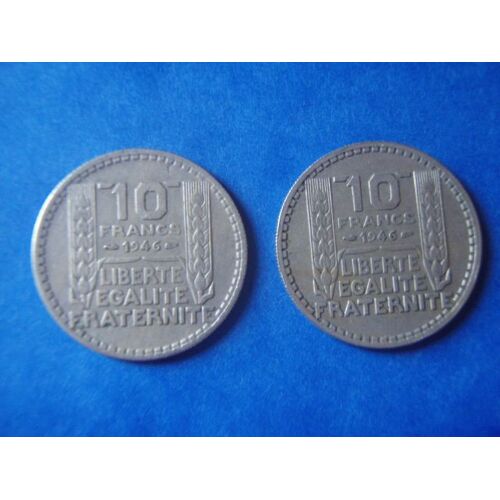 Lot De 2 Pièces De 10 Francs -Type Turin De 1946,Rameaux Courts