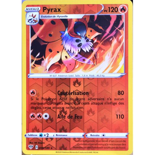 Carte Pokémon 30/189 Pyrax - Reverse Eb03 - Epée Et Bouclier - Ténèbres Embrasées Neuf Fr