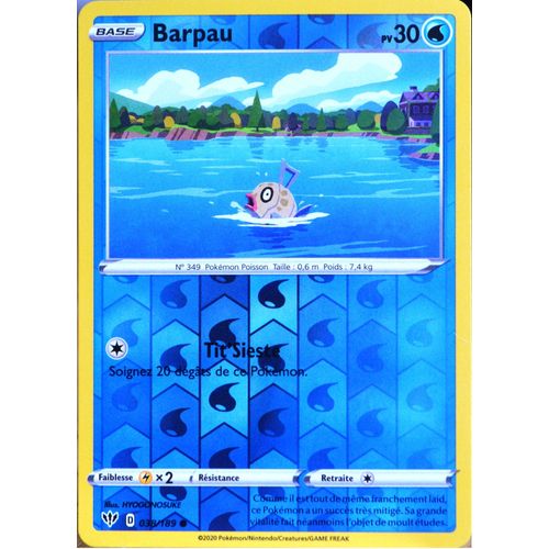 Carte Pokémon 38/189 Barpau - Reverse Eb03 - Epée Et Bouclier - Ténèbres Embrasées Neuf Fr