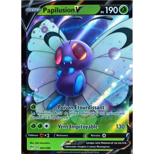 Carte Pokémon 1/189 Papilusion-V Eb03 - Epée Et Bouclier - Ténèbres Embrasées Neuf Fr