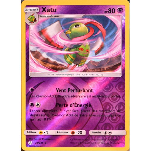Carte Pokémon 79/236 Xatu - Reverse Sl12 - Soleil Et Lune - Eclipse Cosmique Neuf Fr