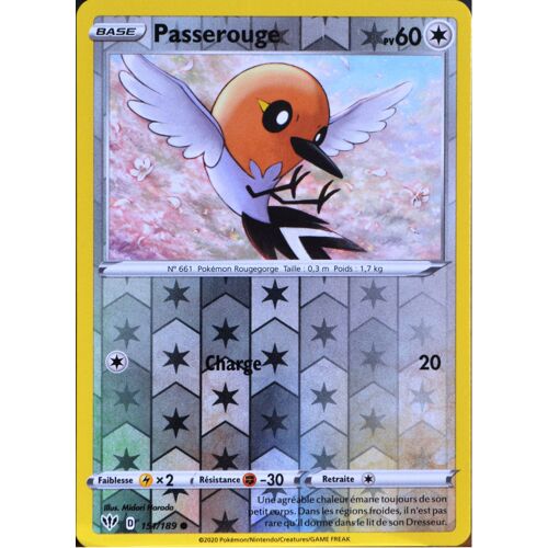 Carte Pokémon 151/189 Passerouge - Reverse Eb03 - Epée Et Bouclier - Ténèbres Embrasées Neuf Fr
