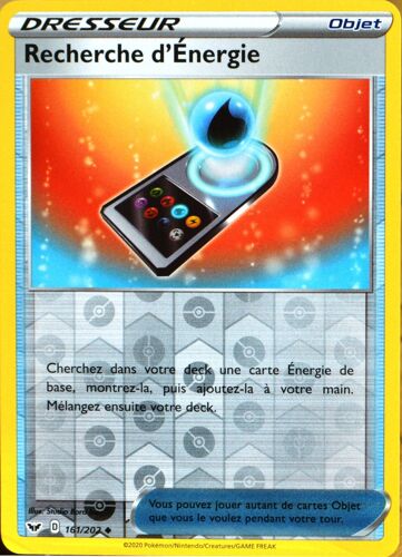 Carte Pokémon 161/202 Recherche D'énergie - Reverse Eb01 - Epée Et Bouclier 1 Neuf Fr