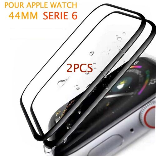 Lot De 2 Verres Trempé 3d Noir Protection Écran Totale Intégrale Pour Apple Watch Série 6 44mm