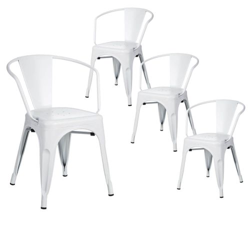 Lucy - Lot De 4 Chaises Métalliques Blanches
