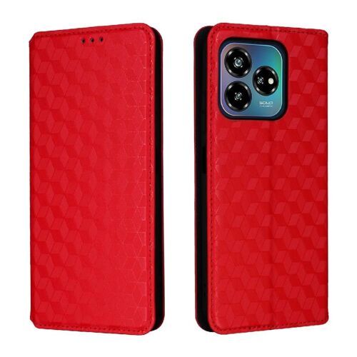 Étui Pour Zte Blade V60 Vita Portefeuille Titulaire De Fentes Pour Cartes Cuir Pu Motif 3d Fermeture Magnétique - Rouge