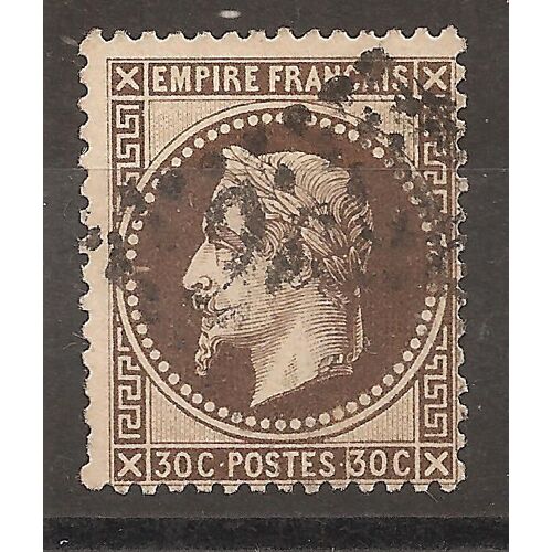 30b (1863) Napoléon I I I Lauré 30c Variété Brun-Noir Oblitéré (Cote 40e) (0901)