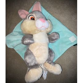Doudou Lapin Panpan Disney Gris Clair Blanc Creme Peluche Jouet Pan Pan Thumper Couverture Feuilles Vert D'eau Comporter Plush Bunny Disneyland Euro Disney