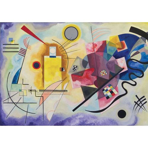 Puzzle En Bois Découpé À La Main - Kandinsky - Jaune, Rouge, Bleu - 50 Pièces