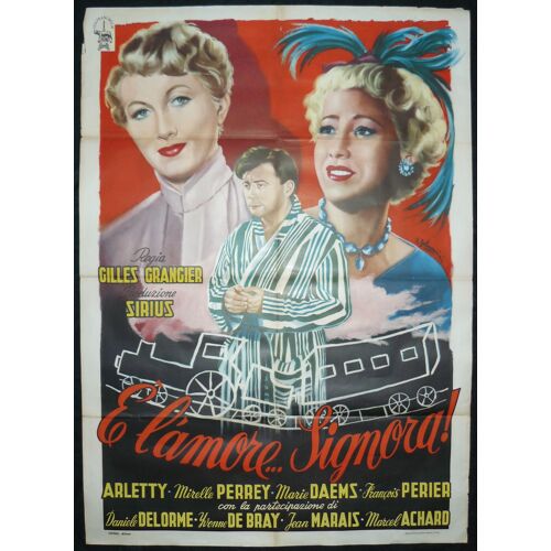 L'amour, Madame - Film 1951 Gilles Grangier * Affiche De Cinéma Originale Italienne 100x140 * Original Release Movie Poster * Arletty ; François Périer ; Jean Marais, Marie Daems * Rare