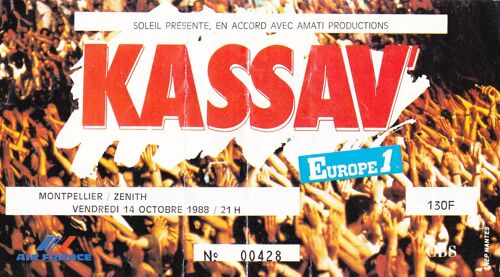 Billet Concert Kassv' Oct 88 Zenith Montpellier