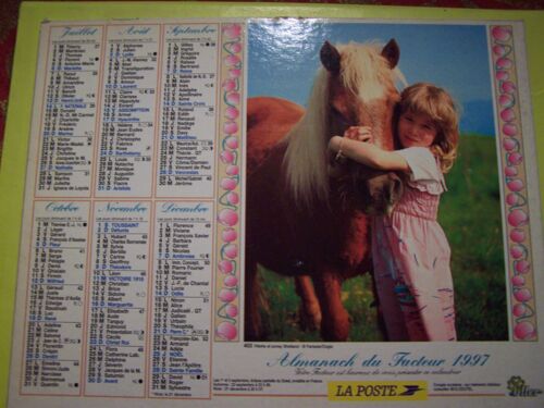 Almanach Du Facteur 1997 Fillette Et Chien Poney Shetland - Vosges N°88  Oller  - La Poste