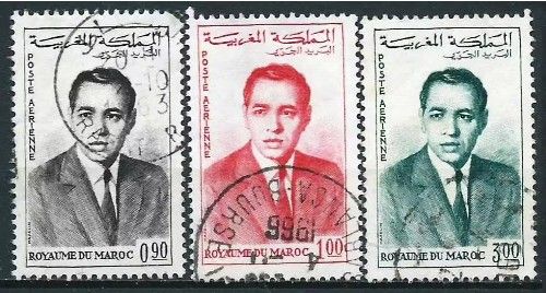 Royaume Du Maroc 1962, Beaux Timbres De Poste Aérienne Yvert 106 107 109, Portrait Du Roi Hassan 2, Oblitérés, Tbe -