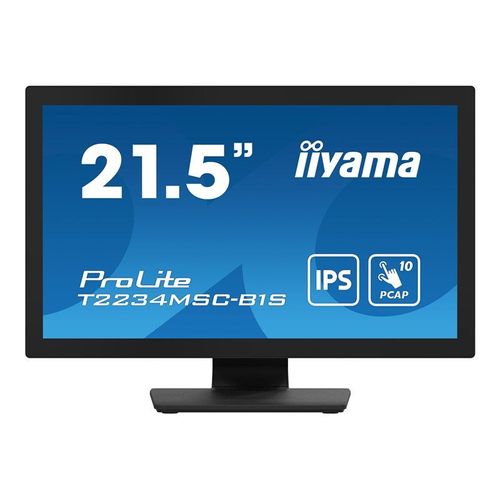 iiyama ProLite T2234MSC-B1S - Écran LED - 22" (21.5" visualisable) - écran tactile - 1920 x 1080 Full HD (1080p) - IPS - 350 cd/m² - 1000:1 - 18 ms - HDMI, VGA, DisplayPort - haut-parleurs -...