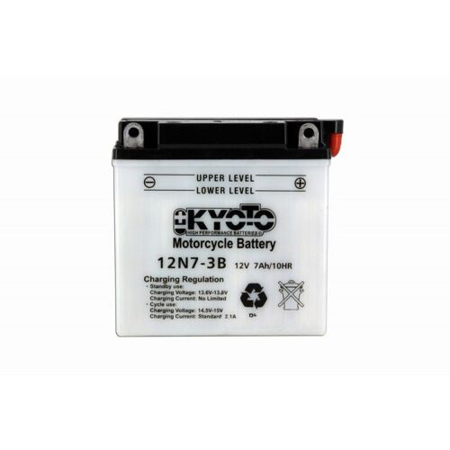 Kyoto - Batterie Moto 12v Avec Entretien 12n7-3b - 7ah Acide 0,60l - L137mm W76mm H134mn