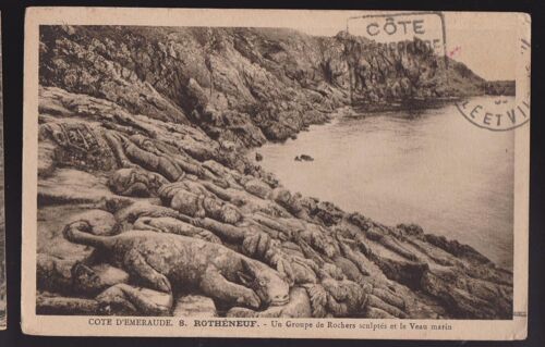 Carte Postale Rotheneuf Rocher Sculptés Veau Marin Cote D'emeraude Bretagne