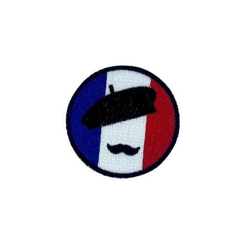 Patch Ecusson Brode Thermocollant Badge Drapeau France Moustache Broderie
