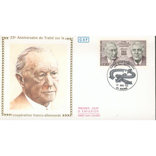 Enveloppe Premier Jour (Fdc). 25e Anniversaire Du Traité Sur La Coopération Franco-Allemande.
