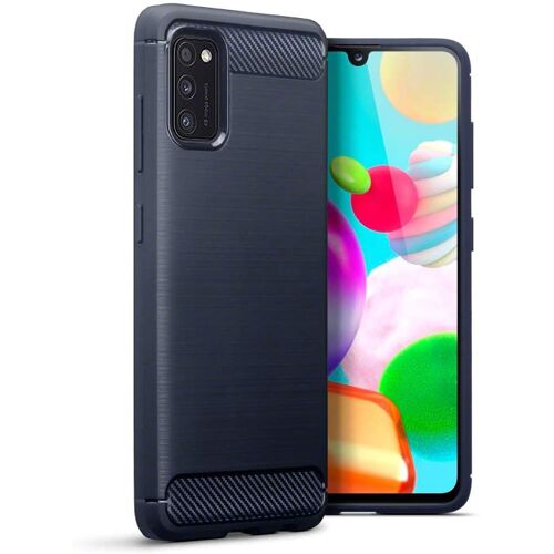 , Coque Samsung A41, Étui en Gel TPU pour Samsung Galaxy A41 - Solide Bleu (Carbon Fibre)