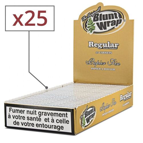25 carnets de feuilles à rouler blunt wrap gold regular