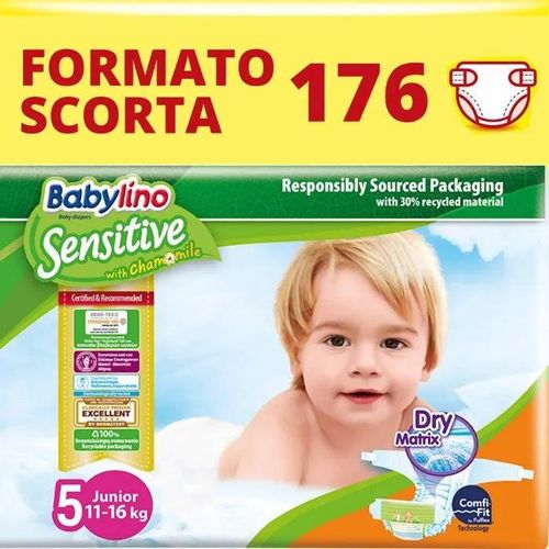 Pannolini Babylino Sensitive Tg5 11-16kg Pacco Scorta 176 Pannolini