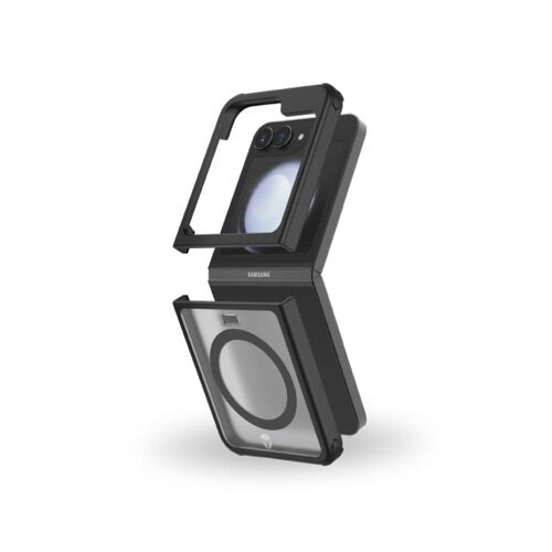 Double Coque Renforcée Galaxy Z Flip 6 DUO Compatible MagSafe Frost Noire - Garantie à vie Force Case