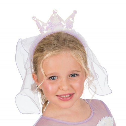 Serre-Tête Couronne Princesse Sequins Voile Mauve