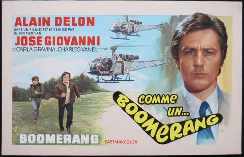Maquette Originale De L'affiche De Cinéma Belge - Comme Un Boomerang - Film 1976 Réalisé Par José Giovanni Avec Alain Delon, Carla Gravina - Maquette Affiche 47x30 Cm