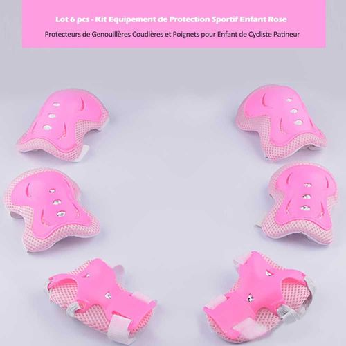 Lot De 6 Pcs - Pack De Protection Enfant Equipement Sportif Léger Pour Vélo Patinnage - Protecteur De Genouillère Coudière & Poignet ( Rose )